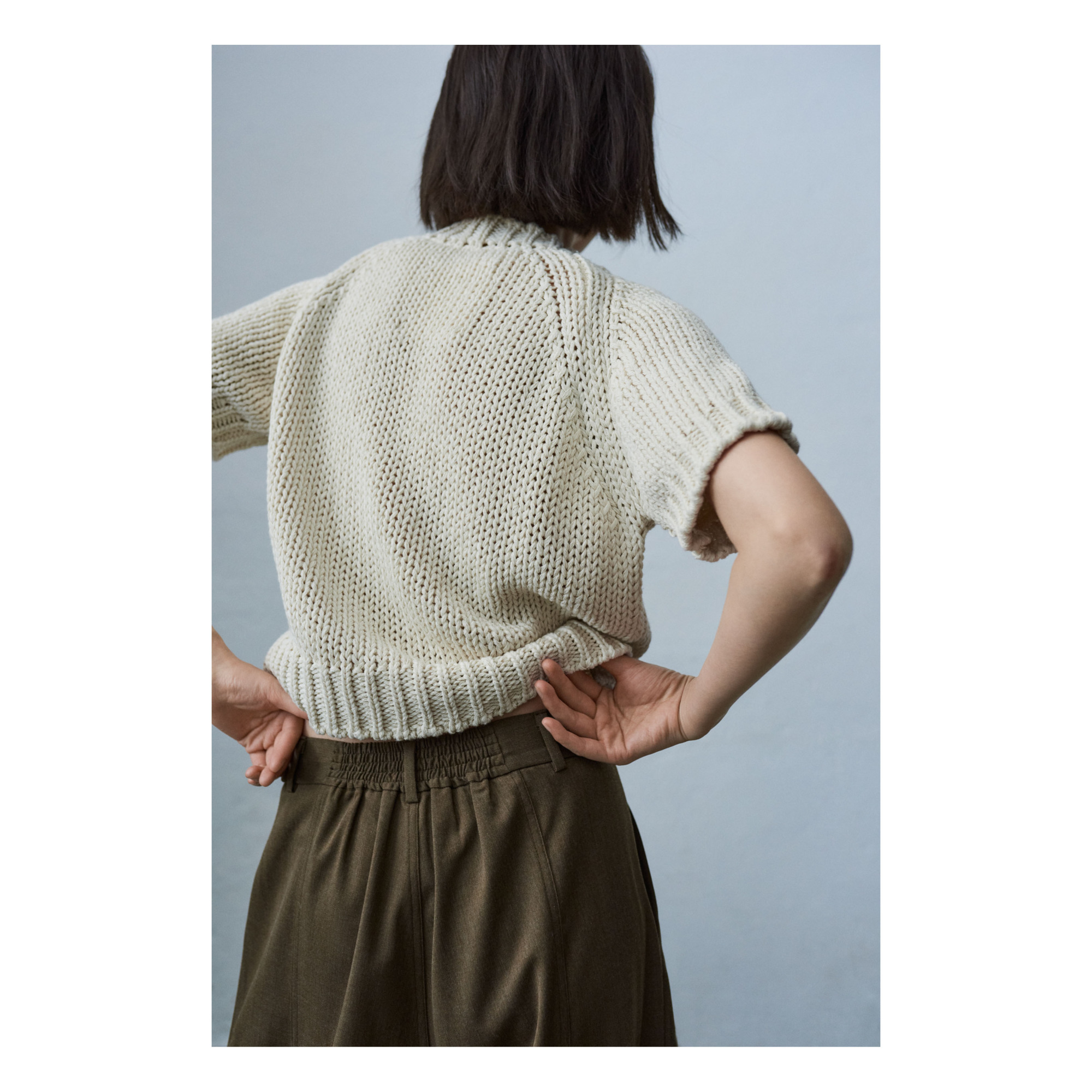 Short Sleeve Sweater white sand   Women’s Spanish Cortan@ Cropped Early Spring Transition Short-Sleeves Comfortable women’s Crochet Knitted Cotton-blend Ribbed Band hem womens Crewneck round o-neck workwear Sweaters Vests for Woman