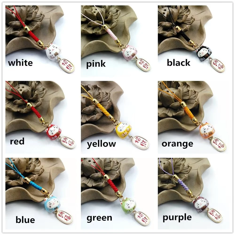 Light Luxury High-quality Elegant event party supply Japanese kawaii Wedding party favor gift favor Anime Straps ceramic Lucky Cat script Keychain Lanyard for mobile cellular phone Jeans Bag Charm Souvenir event charms in multi color