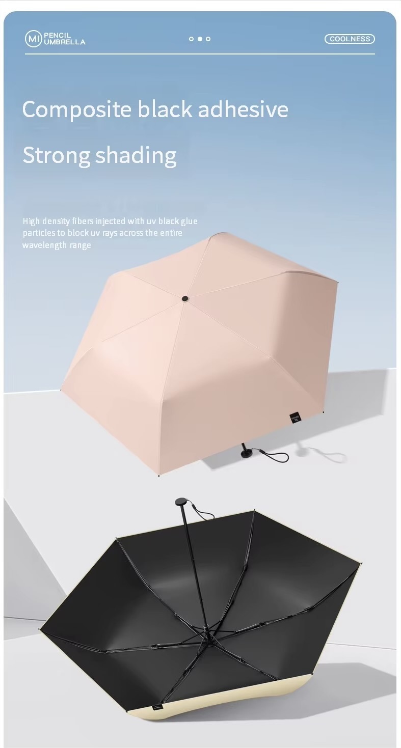 Japanese Umbrella 125g Japanese ultra-light portable sun umbrella sun protection and ultraviolet rain dual-purpose 3-fold 6-bone school university Student Sunny travel accessory Holiday Vacation getaway shopping pencil Umbrellas accessories