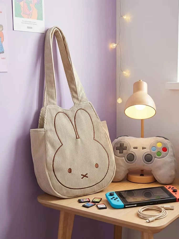 Women’s woman womens Men’s man mens Unisex Genflex Gender Neutral Genderfluid Kawaii design Summer Miffy handbag cute canvas bag cute large capacity multi-purpose commuting shoulder bag summer for girl Gifts with shoulder strap Vacation Beach Tote Party Wedding Evening Party Luxury Design bags in khaki beige color