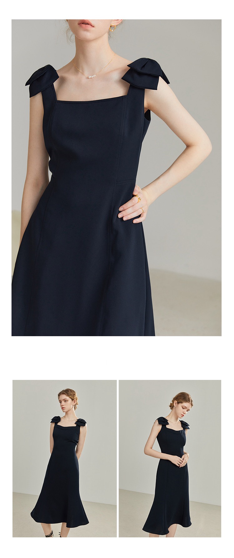 Elegant Sleeveless Deep dark blue Dress