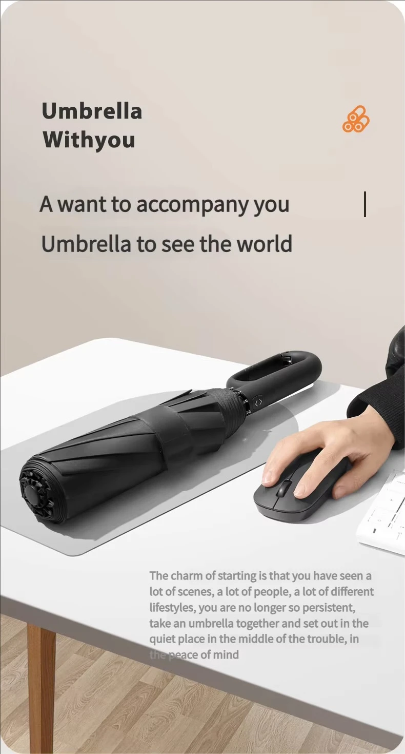 20 Bones Windproof Strong 105CM Reinforced Automatic Folding Backpack hook Umbrella for Men women, Large Buckle Handle Wind and Water Resistant sun protection and ultraviolet rain dual-purpose 3-fold school university Student Sunny travel accessory Holiday Vacation getaway shopping pencil Umbrellas accessories in light black, navy blue, Gray grey, beige, green