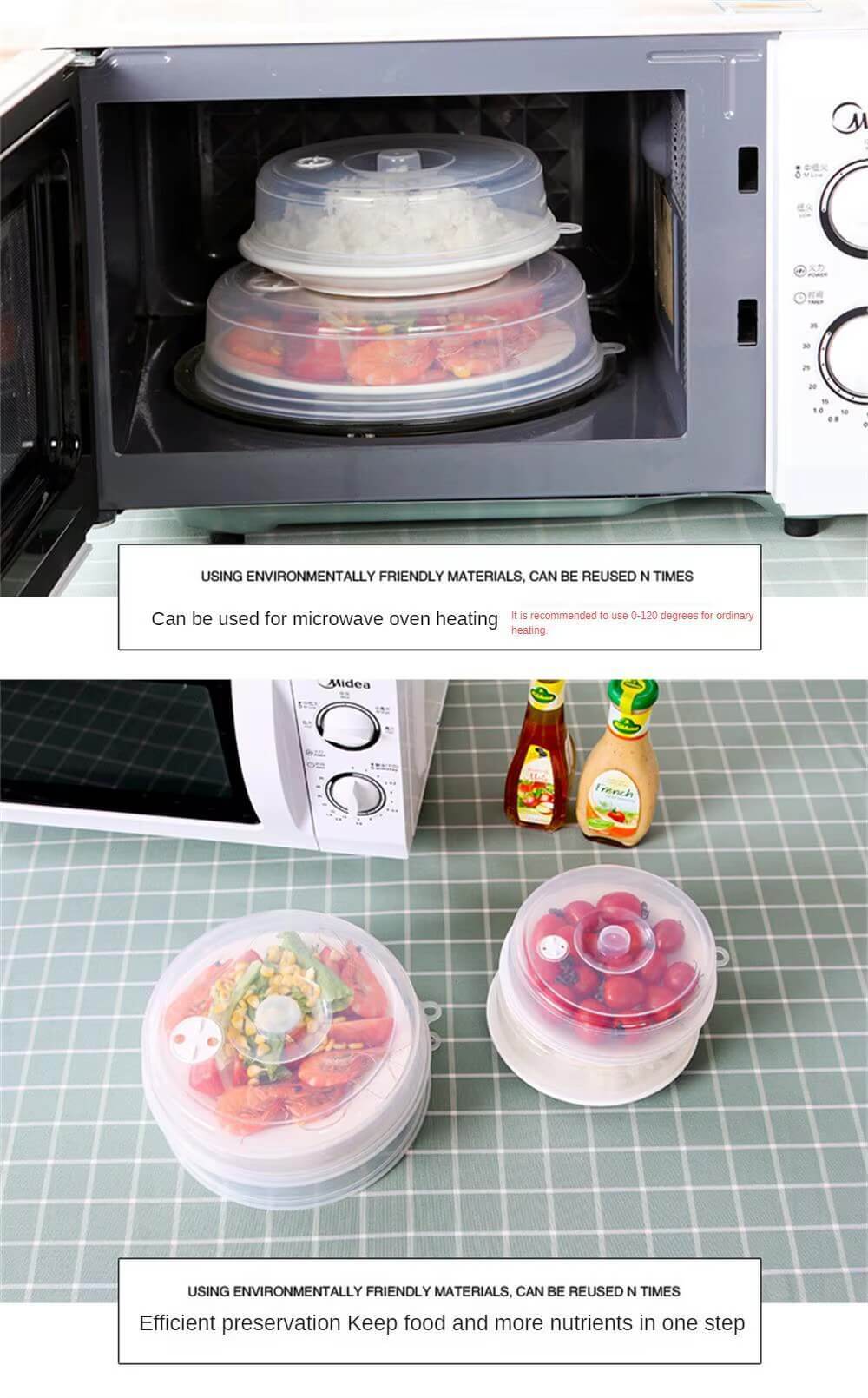 Microwave Food Cover  Heat-resistant foods splatter guards lid Anti-sputtering covers accessory Non-splatter lids Fresh-keeping cookware accessories in clear transparent color