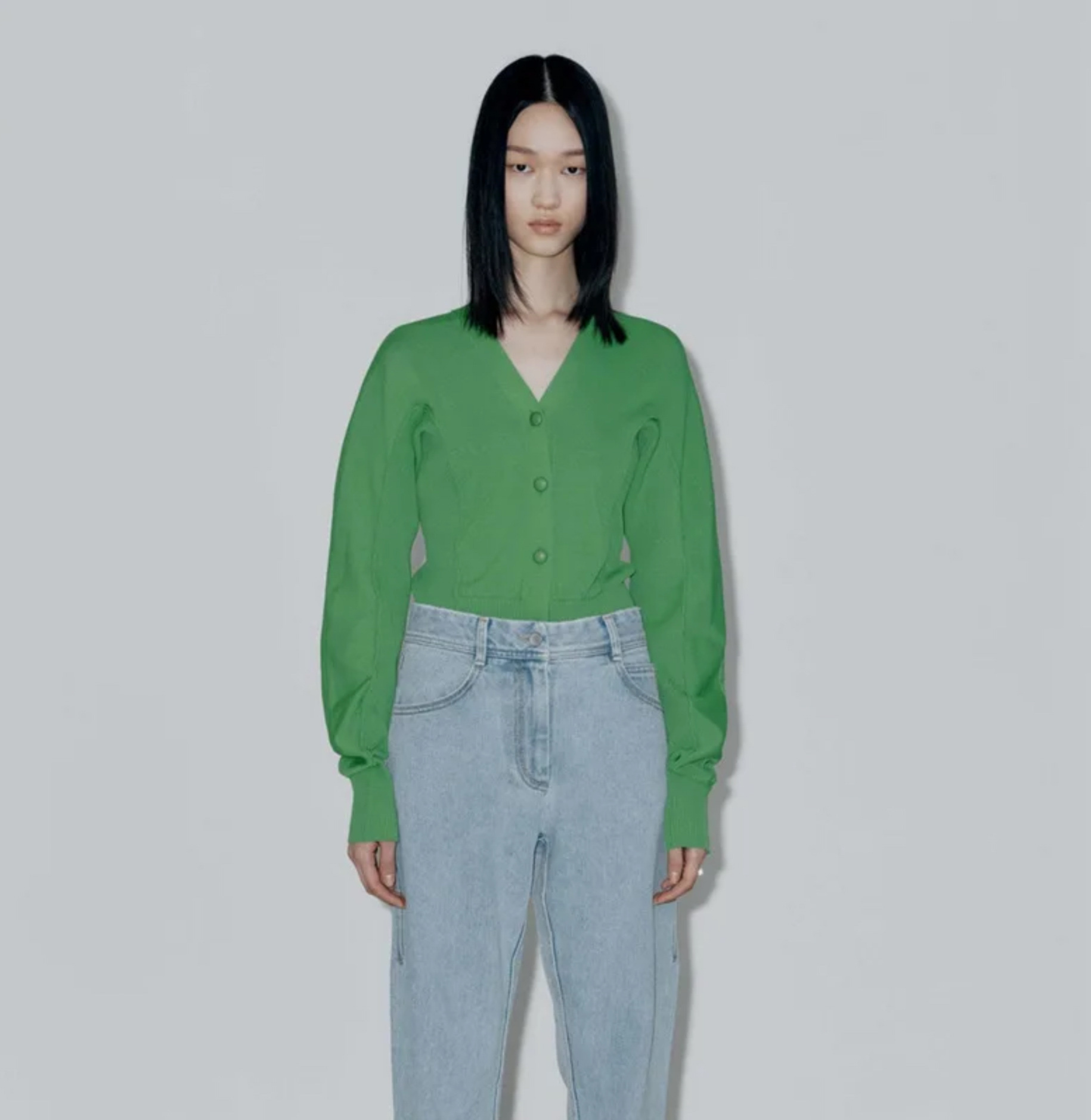 Lightweight SpunSoft Cardigan Women's Slightly cropped Casual V-neck Single Breasted button-up Long Sleeves Knitted Sweaters womens workwear Tops Cardigns for woman in green LowClassic Autumn winter Spring fashion season