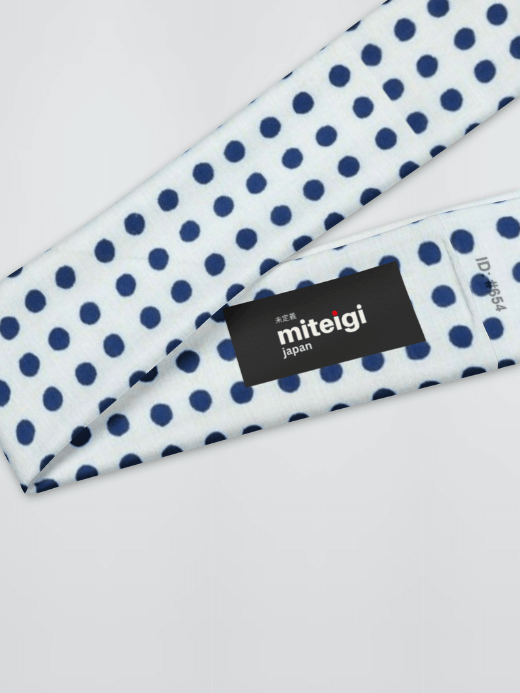 Traditional Japanese Pattern Headband   Genderful GenFlex Unisex anywear Women’s Men’s Fitness Sports Activewear by miteigi branded product sweat-absorbing Headbands for Man Woman in blue with dots pattern Mens Womens mameshibori gym yoga headwear
