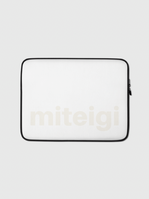 Laptop Sleeve logo   miteigi-logo branded IT laptops, tablets, iPad padded sleeve covers with zipper closure apple sleeves cases equipment accessories in white 13"
