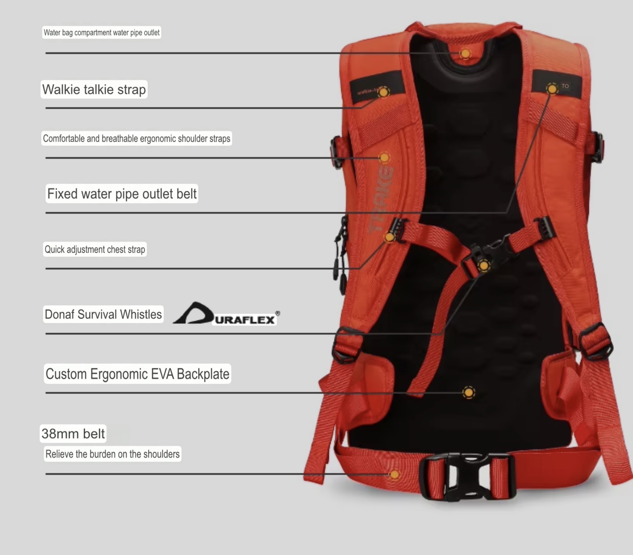 Ski Rucksack Ski Backpack Multi-Functional Backpacks Large Capacity Sports Board Dry Wet Separation Boarding Snow Bags Outdoors camping skiing in Pumpkin Yellow, Mist Light Gray, Orange, Black, Lime Yellow, Purple