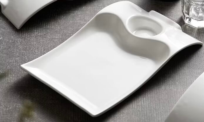 Irregular Ceramic Plate Steak Sushi Jiaozi with Vinegar dip bowl Shell Cold Dish Kitchen Decoration Tray Restaurant Cooking Cuisine dinnerware Plates Molecular Cuisine Tableware in blue orange gradients in white