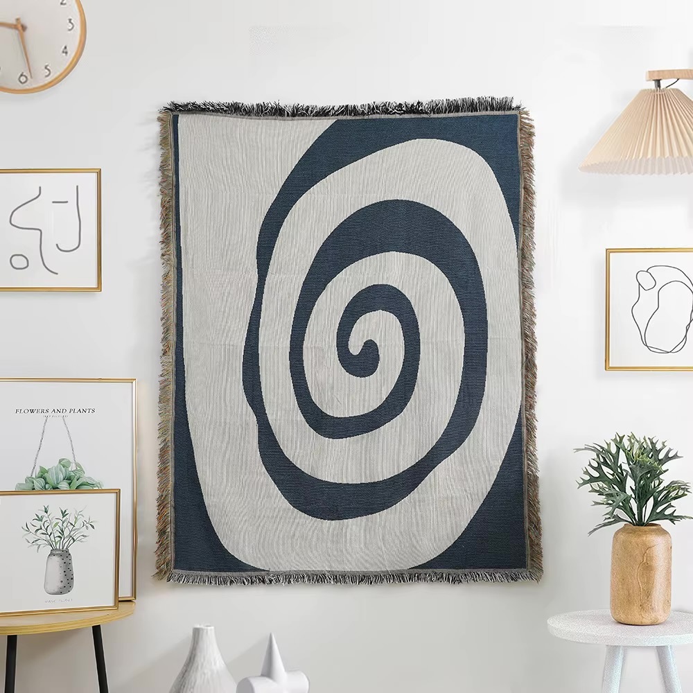 Vortex Tapestry Blanket      100% Cotton Bohemian Ins style blue sofa chair thread indoor decorative boho outdoor camping multifunctional picnic mats bohemia throw 125x150cm