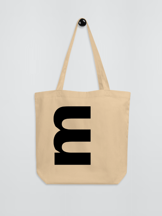 Eco Tote Bag m logo   miteigi Logo m Letter print branded product item products brand items luggage everyday use shopping beach bags multicolor design baggage in Oyster beige with black