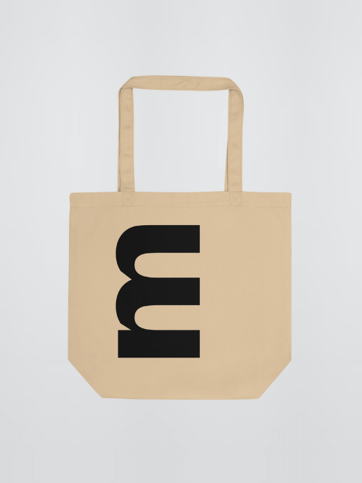 Eco Tote Bag m logo   miteigi Logo m Letter print branded product item products brand items luggage everyday use shopping beach bags multicolor design baggage in Oyster beige with black