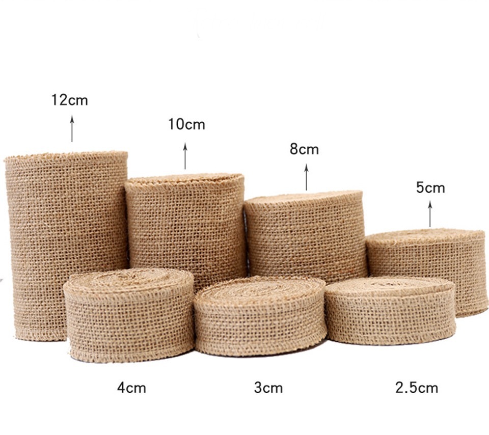 Natural Jute Burlap Roll 5m    Hessian ribbon for vintage rustic Wedding Decoration Ornament rolls Party DIY Craft supplies