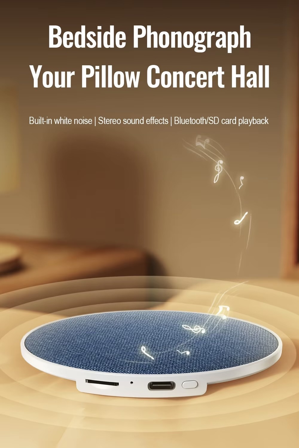 Home Bedroom Lenovo Pillow Side Sleep Aid Speaker Ultrasonic Sleep Aid Speaker High Dynamic Sound Quality Butterfly Bluetooth Speakers Electronics in blue with white accent