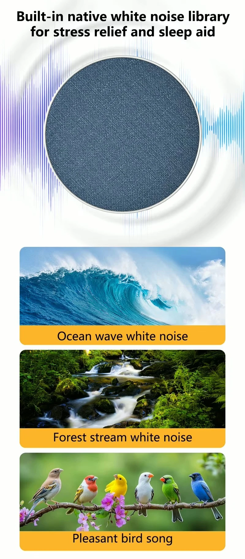 Home Bedroom Lenovo Pillow Side Sleep Aid Speaker Ultrasonic Sleep Aid Speaker High Dynamic Sound Quality Butterfly Bluetooth Speakers Electronics in blue with white accent
