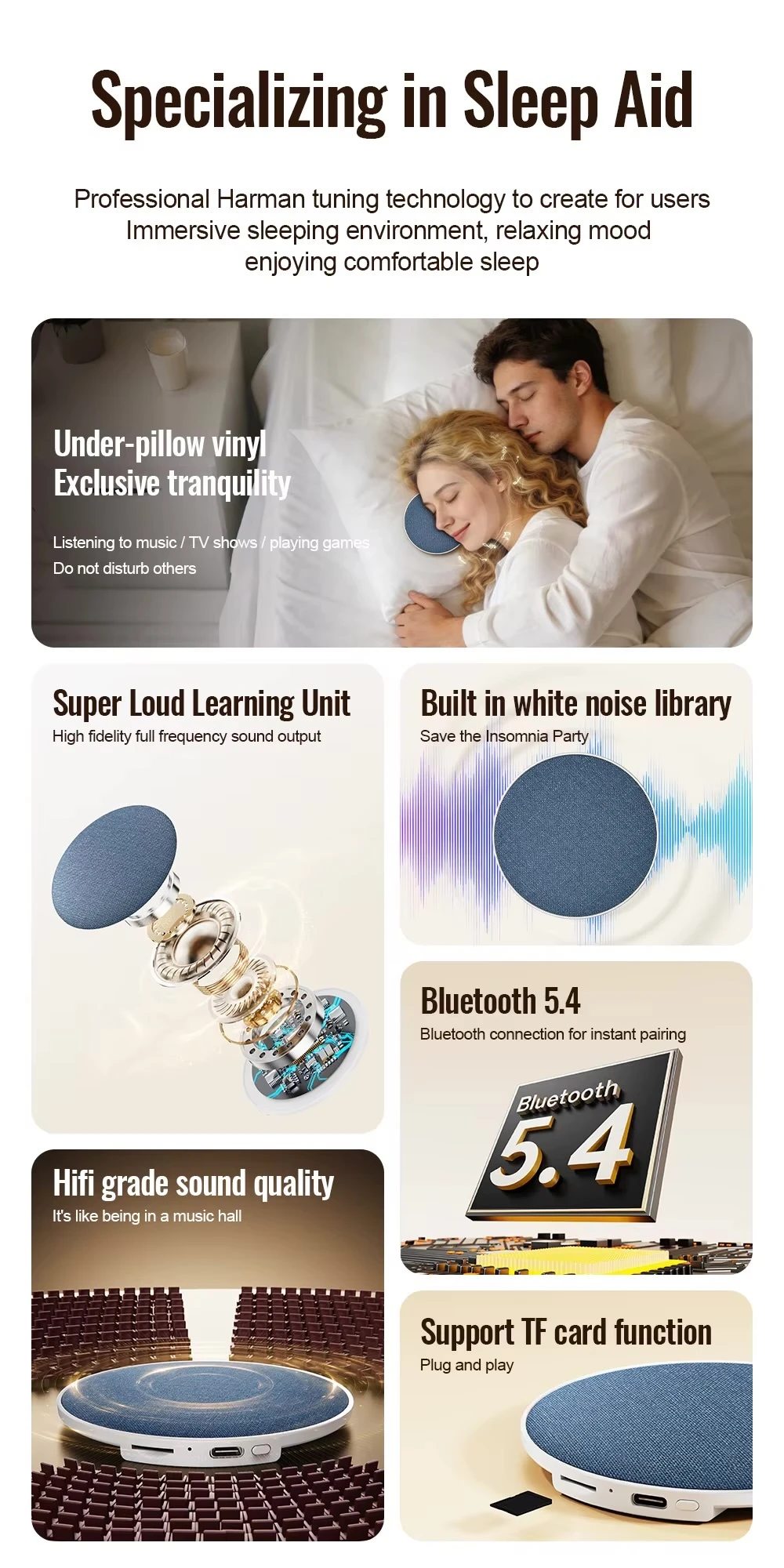 Home Bedroom Lenovo Pillow Side Sleep Aid Speaker Ultrasonic Sleep Aid Speaker High Dynamic Sound Quality Butterfly Bluetooth Speakers Electronics in blue with white accent