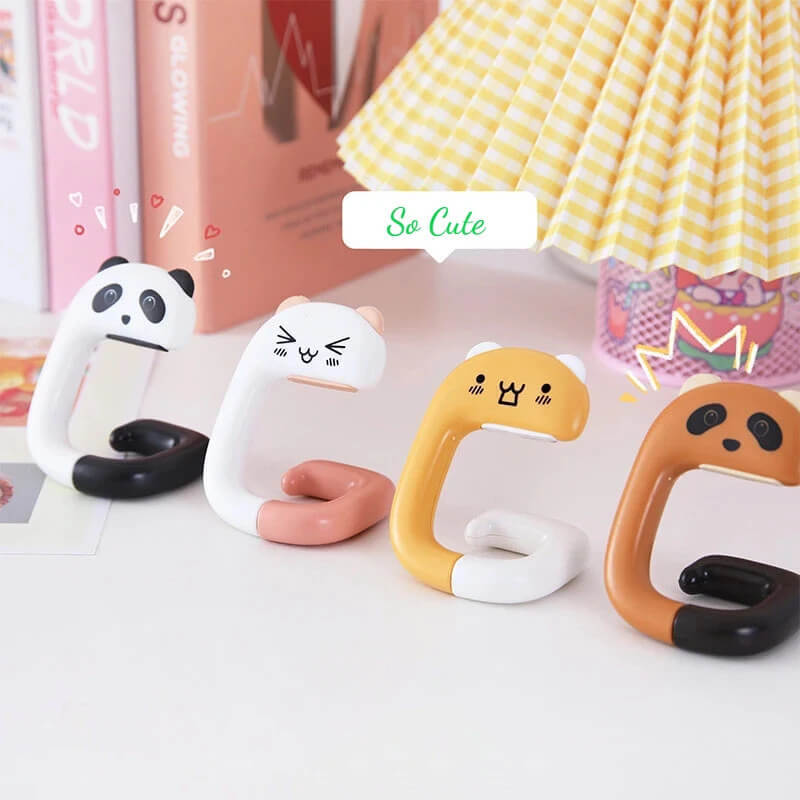 Cute kawaii Portable Desk Bag Hook Animal Plastic Table Hook Purse Handbag Travel Bag Organizer Holder Office Decor Plastic Desk Side Hooks in White, black panda, Orange panda, White, pink cat, Orange cat