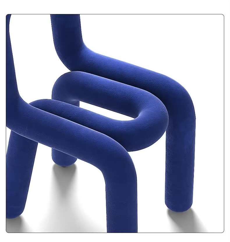 Plush, Soft Norway Scandinavia Scandinavian Norwegian Nordic style Creative Curved Upholstered tube seating for Bedroom Dining Living Room Relaxation Minimalist Octopus Chair Fashion Furniture Chairs in blue