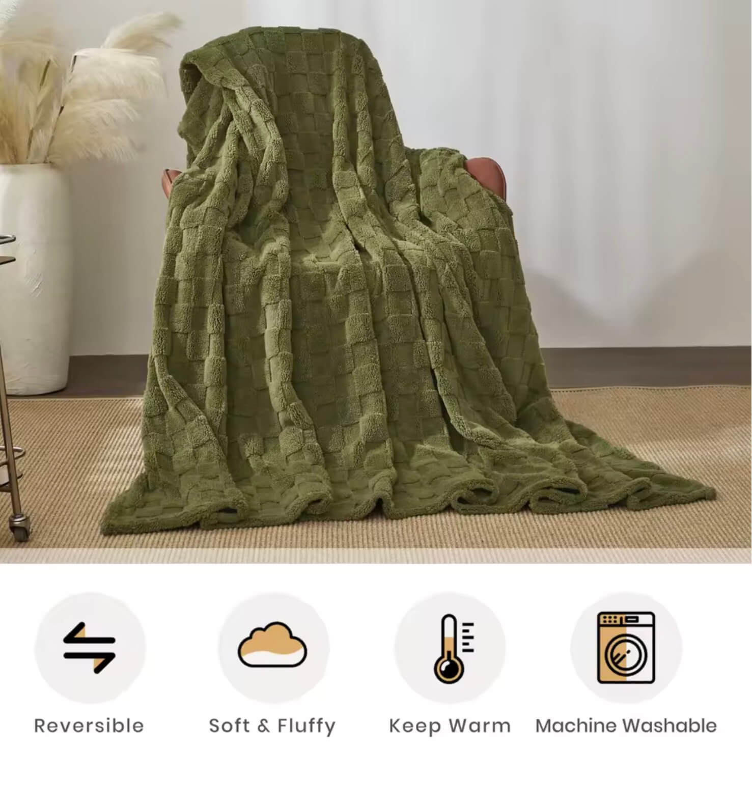 Good Nite Sofa Throw Blanket Throw Fleece Blanket Cosy Warm Large Bed Throws for Sofas Couch Bed and Car Double size bedding in green