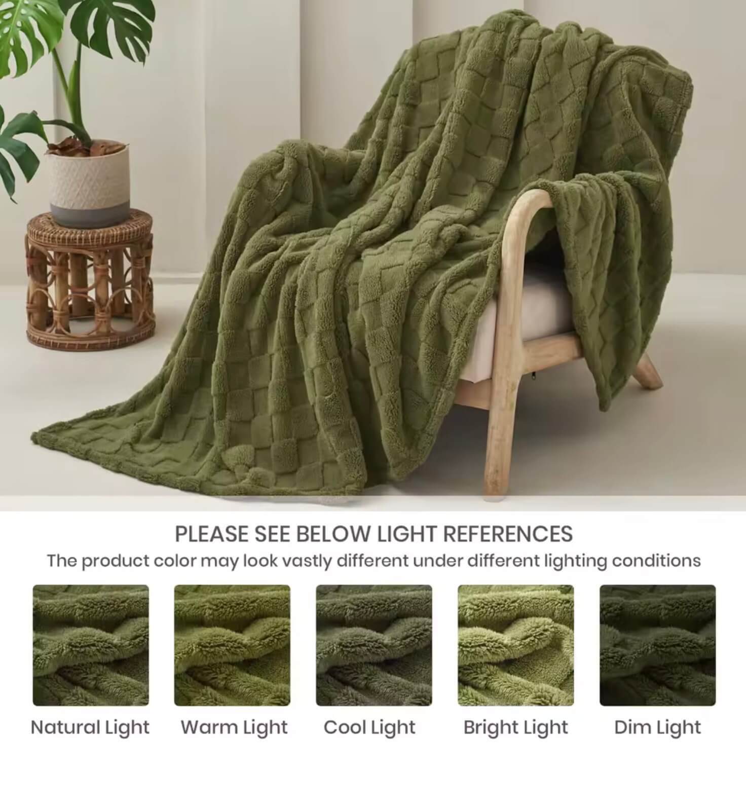 Good Nite Sofa Throw Blanket Throw Fleece Blanket Cosy Warm Large Bed Throws for Sofas Couch Bed and Car Double size bedding in green