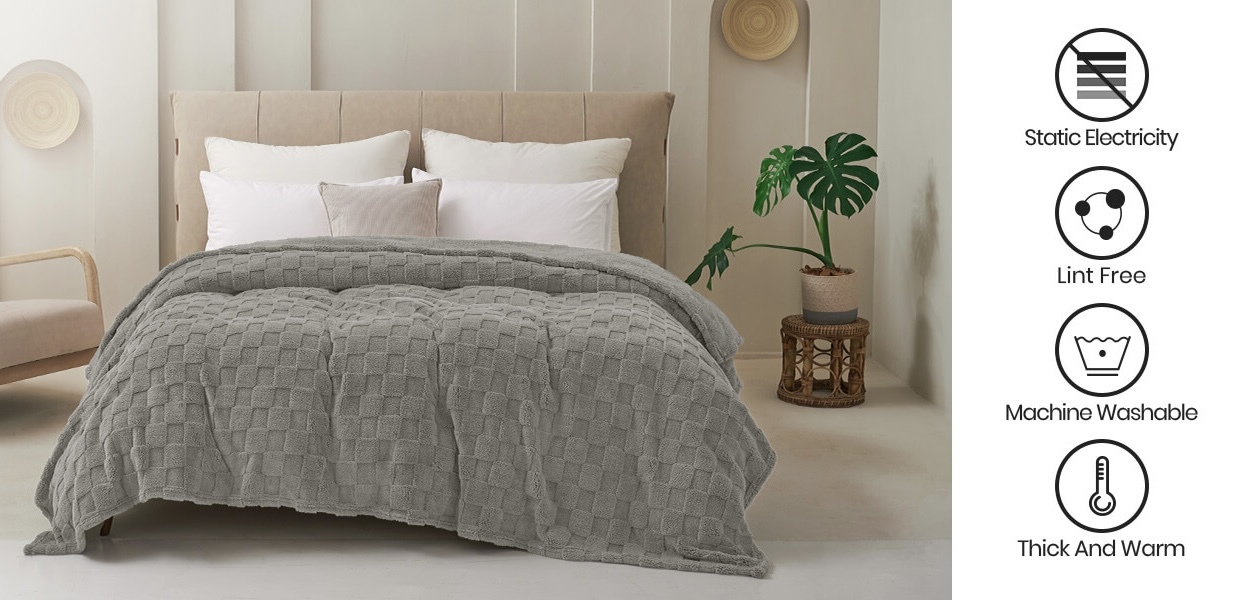 Good Nite Sofa Throw Blanket Throw Fleece Blanket Cosy Warm Large Bed Throws for Sofas Couch Bed and Car Double size bedding in Gray grey