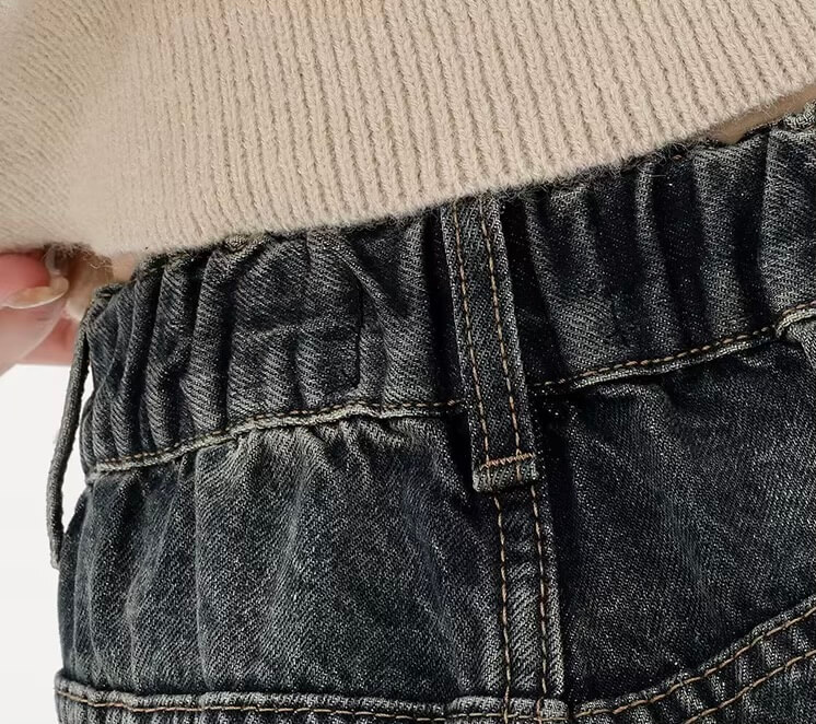 Women’s woman womens petite-, tall-, plus-, size Harajuku Streetwear Retro Fashion Autumn High rise Waist Loose Wide Leg Straight Loose Trousers Y2K Baggy Denim Jeans Pants in dark deep blue