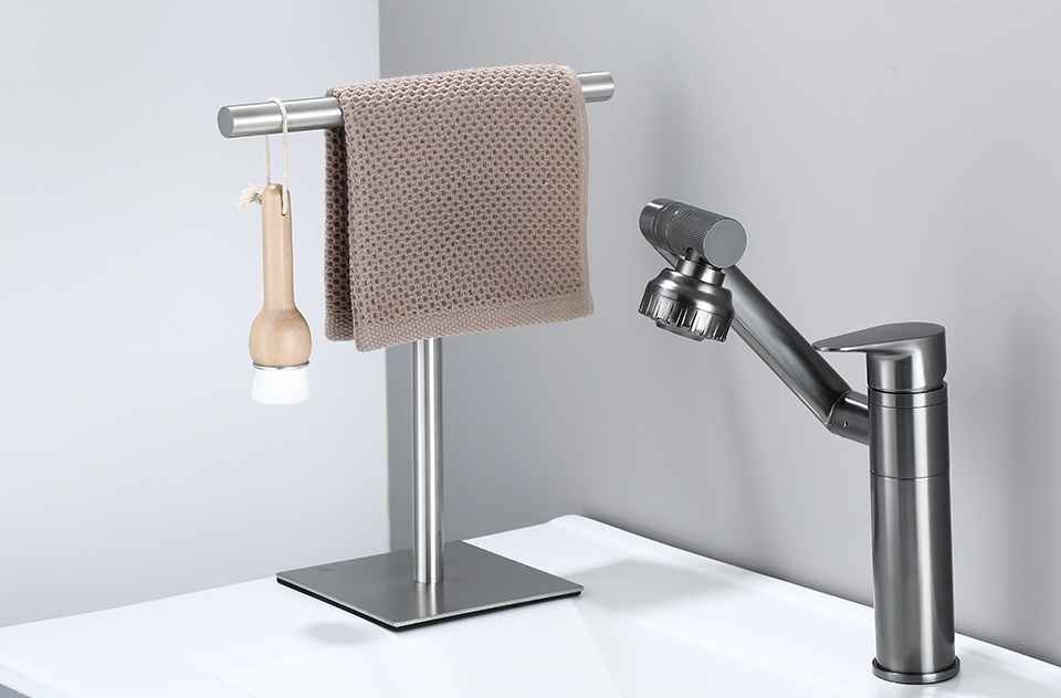 Free-Standing Towel Rack    Movable Hand Holder paper towels holders 304 Stainless steel bath stands Bathroom linen face cloth hangers Vanities countertop vanity linens display organizers racks in silver color