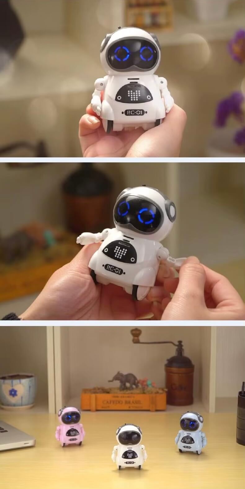 Kids Children's Multi Functional Mini Pocket Robot Voice Intelligent Little Treasure Toy English Version Conversation Singing Dancing in White Robots toys color gifting
