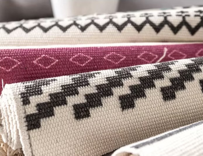 Boho Home decoration Geometric Bohemian Tapestry Wall decor aesthetic room Tassel Macrame Hanging Art Woven Cotton Handmade Linen Tapestries in pink with multi
