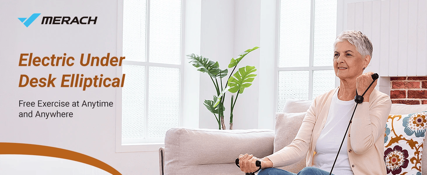 Under Desk Elliptical Machine Home Ellipse Elliptical Leg Exerciser with 12 Adjustable Speed Quiet & Portable Seated Pedal Exercisers Sports equipment fitness machines in brown with black