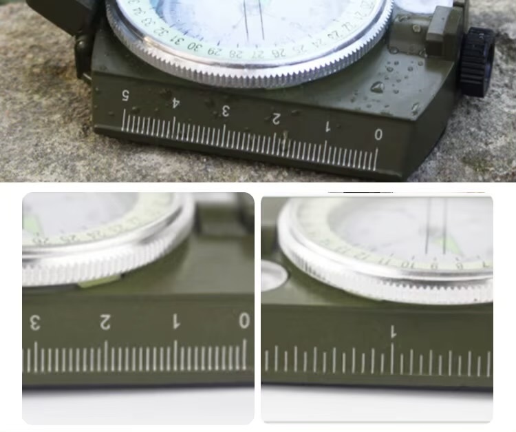 Outdoors camping Sports Hiking Mountaineering Professional Tactical Compass Waterproof High Precision Outdoor Gadget Military Army Metal Sight Compasses in army-green color 