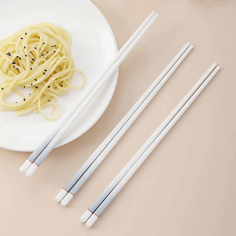 Ceramic Chopsticks 5-Pair set Household mildew resistant high temperature, easy to clean, elegant, high-end Hotel tableware pack of 5 in with with Gray grey burgundy wine-red accent serveware