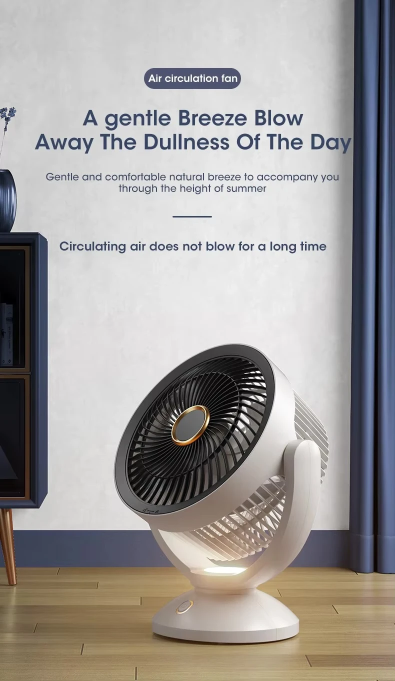 Modern minimalist Space Saving office home student dorm study room Dormitory Japanese Korean Silent Turbine USB Type-C Charge & Use Air Circulation Convection Floor Fan Timing Mini Household Electric Rotating Air Circulation Fan Fashion fans side table in white