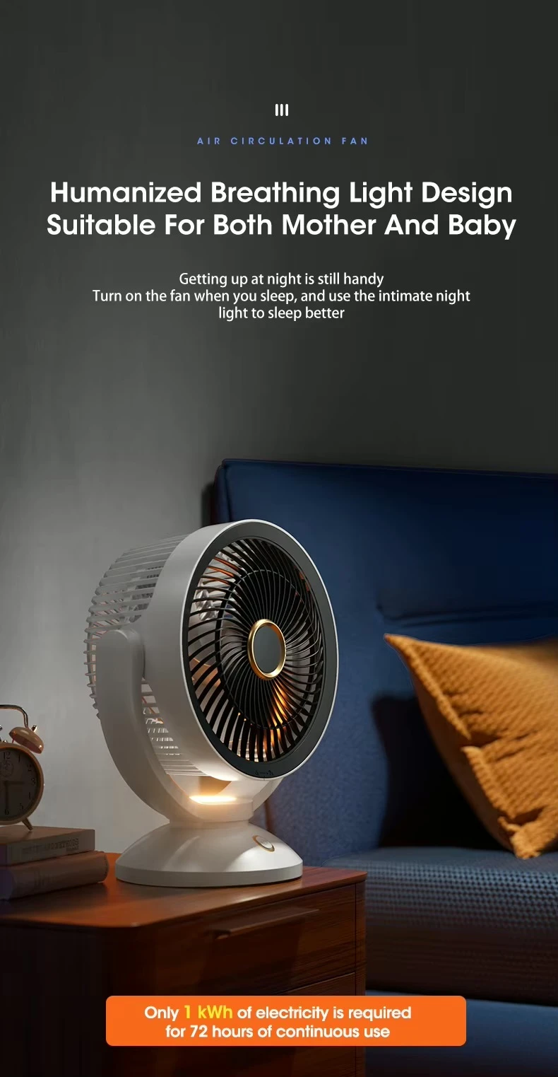 Modern minimalist Space Saving office home student dorm study room Dormitory Japanese Korean Silent Turbine USB Type-C Charge & Use Air Circulation Convection Floor Fan Timing Mini Household Electric Rotating Air Circulation Fan Fashion fans side table in white