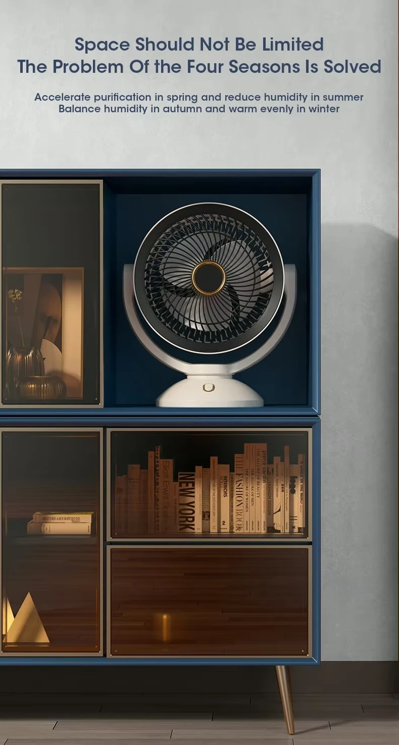 Modern minimalist Space Saving office home student dorm study room Dormitory Japanese Korean Silent Turbine USB Type-C Charge & Use Air Circulation Convection Floor Fan Timing Mini Household Electric Rotating Air Circulation Fan Fashion fans side table in white