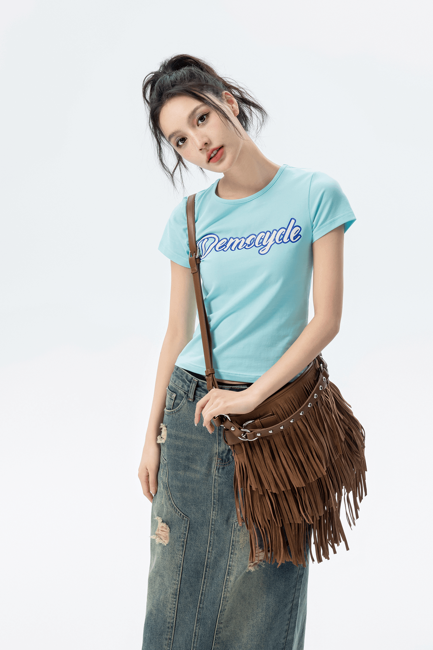 Boho bohemia bomenian women’s woman womens European / American Fashion Retro Original Design Frosted Suede Tassel Decoration mi miteigi festival gig gear Single Shoulder Crossbody Bags in chocolate brown