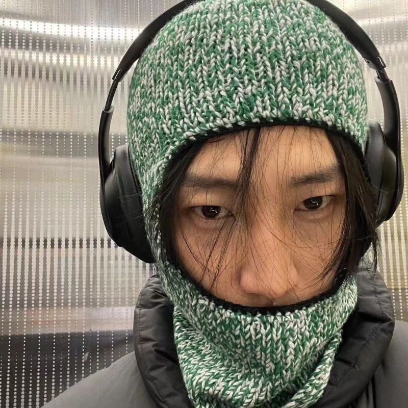 Balaclava Skullies  Genderful Unisex Anywear Women’s Mens Winter Beanies Hat Bib Men Warm Windproof Cap Women Wool Scarf Caps Balaclavas Masks Bonnet Knitted Hats Headwear for Woman Man in Green