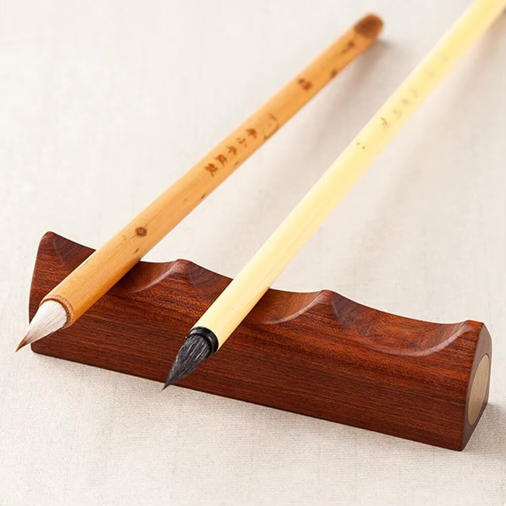 Crafts Wooden Calligraphy Brush Holder Pen Rack For Ink Sumi Painting Pens Desk Decoration Study Room Ornament Multi-Functional Storage holders racks in natural wood color