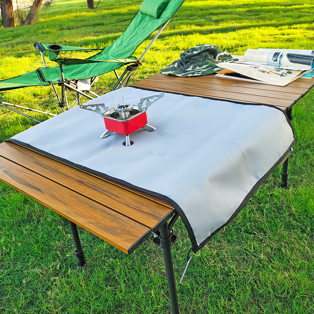 Camping Fireproof Cloth BBQ Barbeque Grill Flame Retardant for Camping Stoves of Hot Tent Outdoor Fire Pit Protective Mats in silver