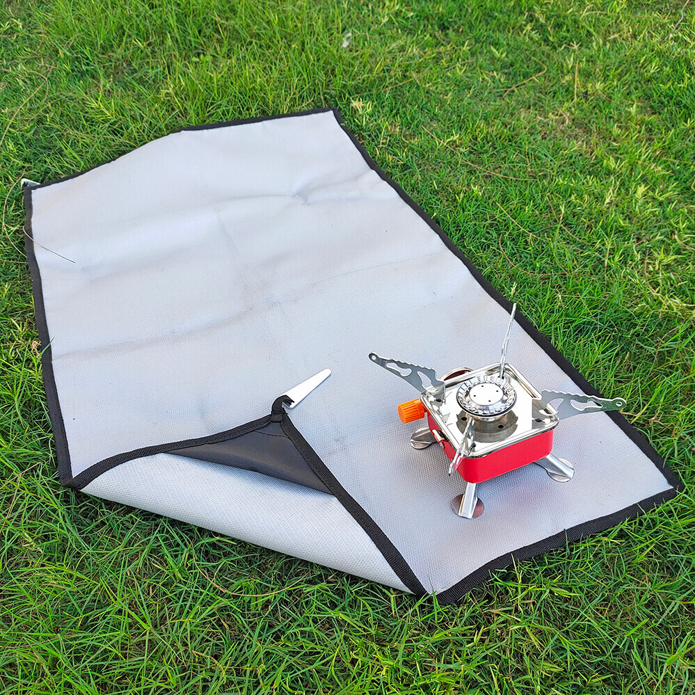 Camping Fireproof Cloth BBQ Barbeque Grill Flame Retardant for Camping Stoves of Hot Tent Outdoor Fire Pit Protective Mats in silver