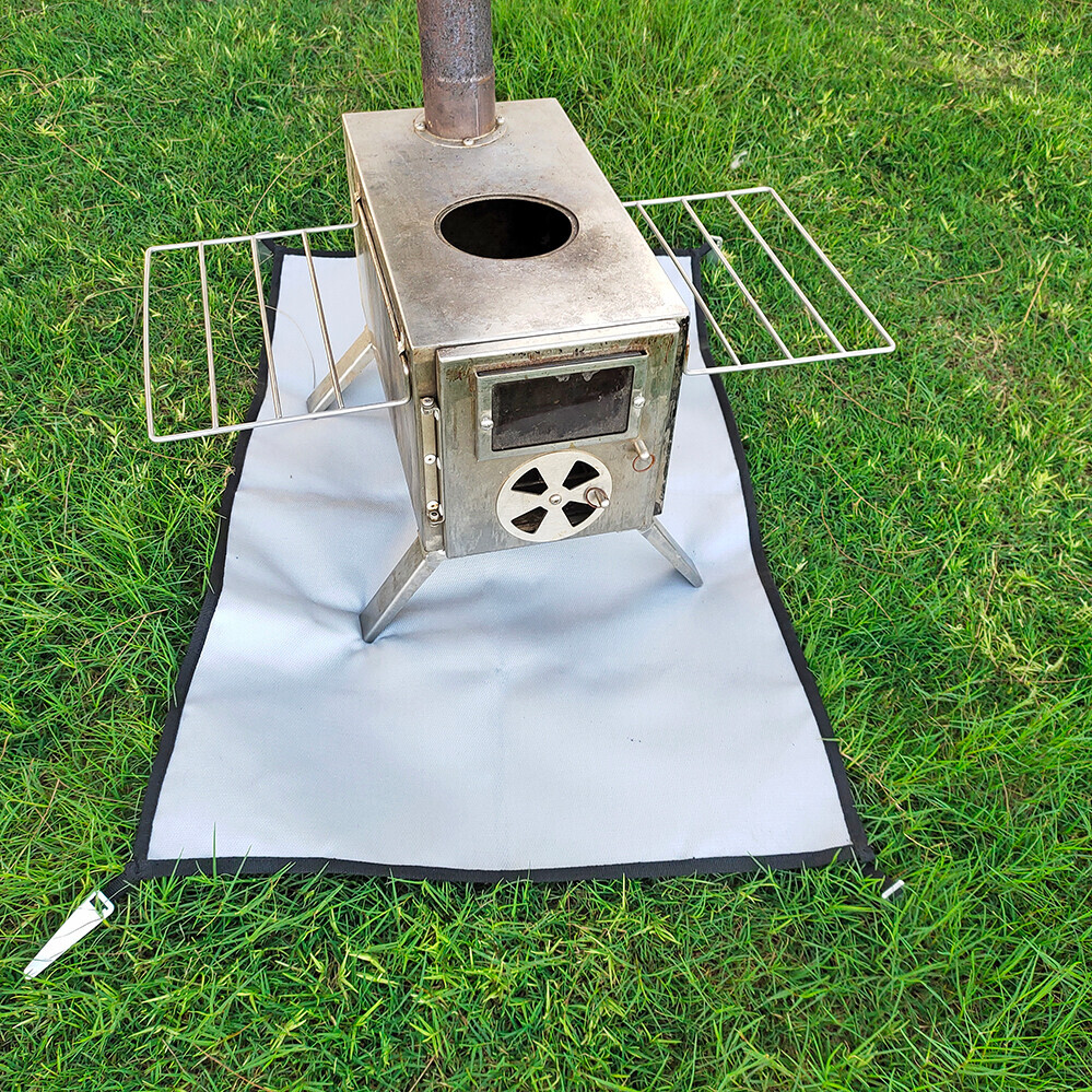 Camping Fireproof Cloth BBQ Barbeque Grill Flame Retardant for Camping Stoves of Hot Tent Outdoor Fire Pit Protective Mats in silver