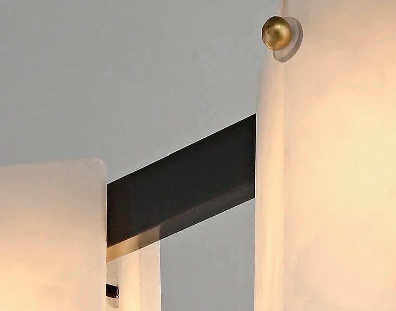 Modern Natural Marble Long Pendant Lamp Office Living Room Dining Room Table Island Designer All Copper Chandelier Lamp Room Decor in Warm light, 3 Color light lighting