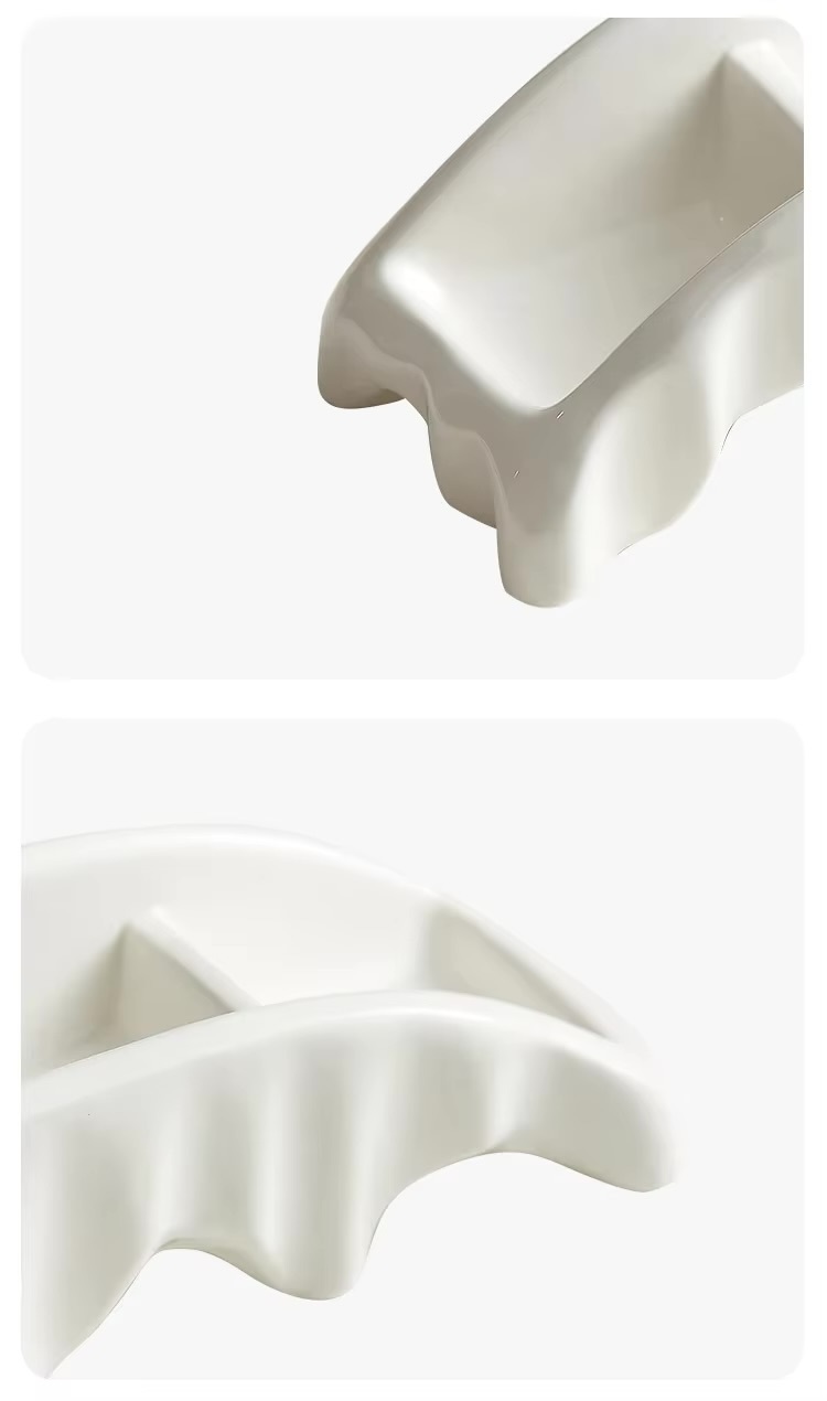 Creative Arch Bridge Shape Ceramic Snack Appetizer Dessert Sushi Plate 3 Grids Snack Plates condiment Dishes Cuisine Tableware Dishes in white