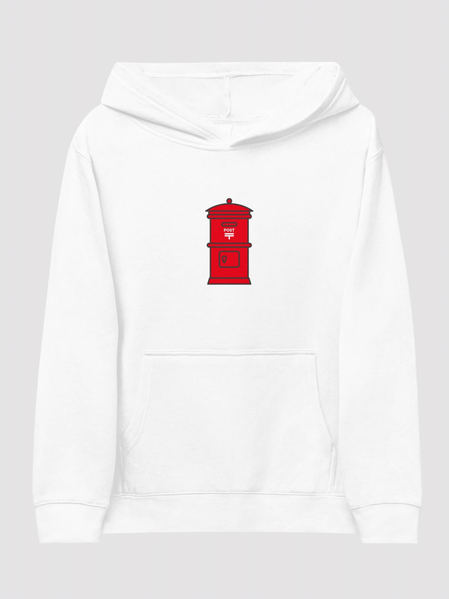 Kids Japan Post Fleece Hoodie white    Genderful Unisex boys long sleeves kangaroo pouch hooded sweatshirts hoodies with Japanese red postal post mail box design Children’s sweatshirt 