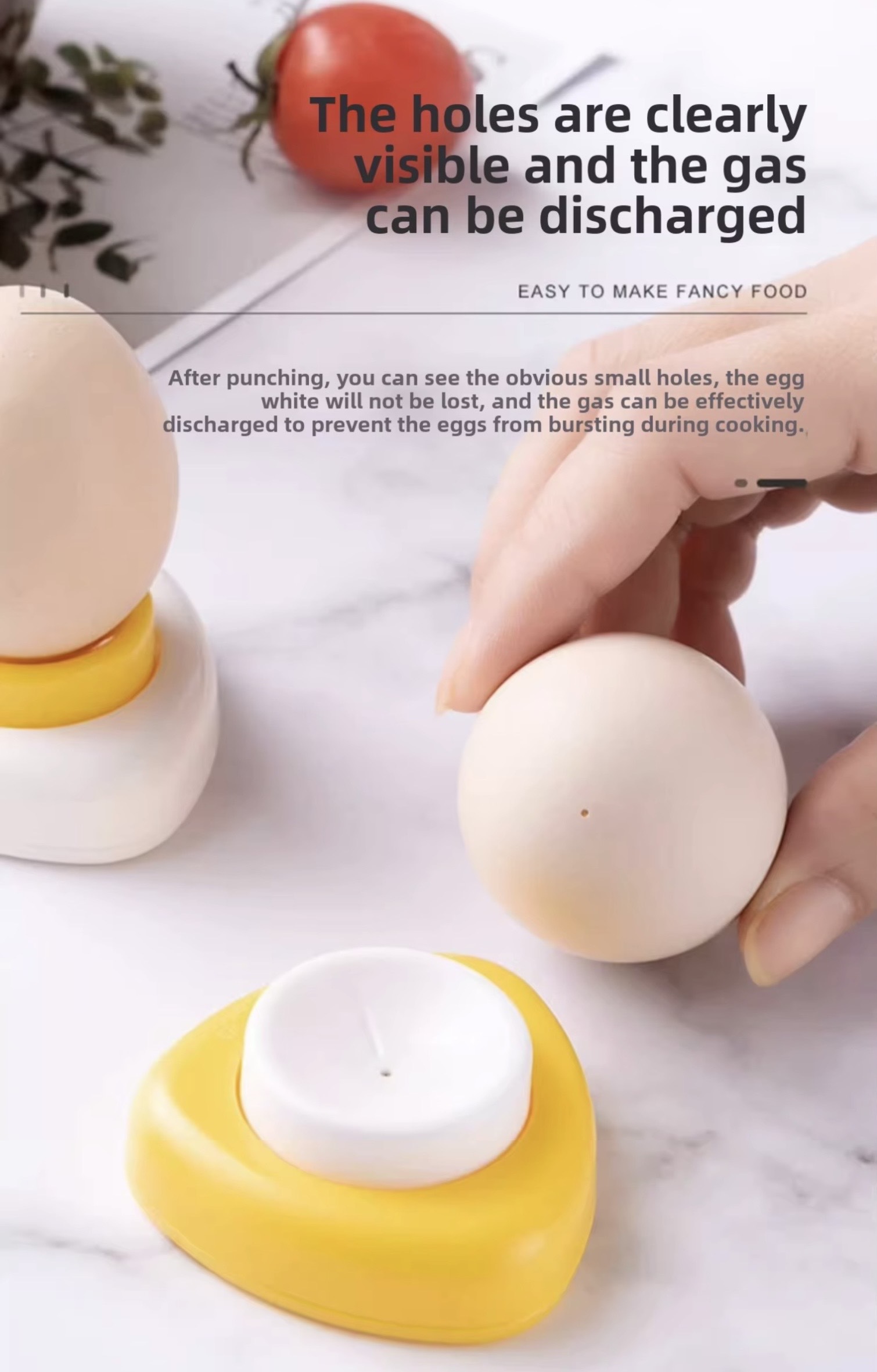 Kitchen Egg Hole Punch Kitchens Accessories Cracker Piercing Practical utility Accessories Gadget Cooking Tools gadgets in white with yellow
