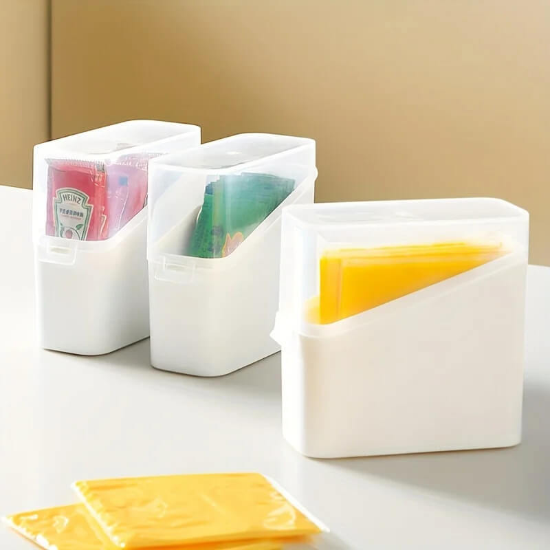 Japanese Style Tilted Transparent Lid Storage Box| Cheese Tea Coffee Storage Organizer| Small Item Classification Containers boxes in white, transparent