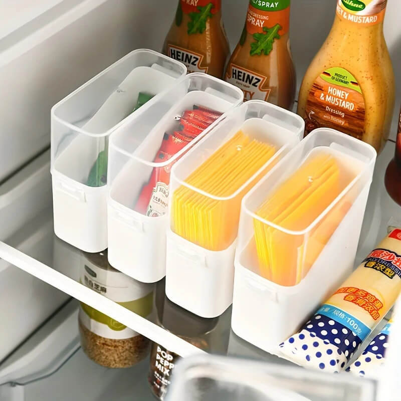 Japanese Style Tilted Transparent Lid Storage Box| Cheese Tea Coffee Storage Organizer| Small Item Classification Containers boxes in white, transparent