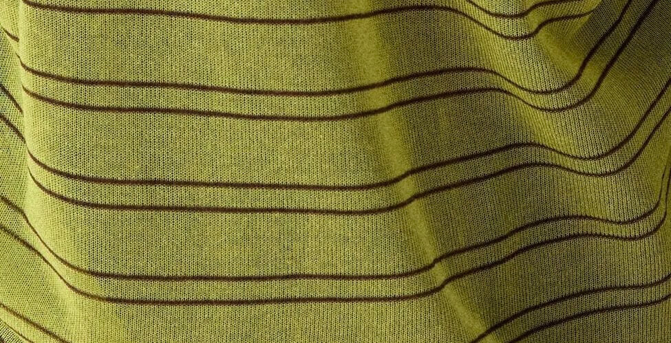 Women’s woman womens Original Modern Design Silk Linen Sheer Thin Semi-Transparent Striped Cover up scoop neck Korean Sle Loose Fit Long sleeves scoopneck mid Length stripes Tops Blouses in Green, with coffee brown stripes