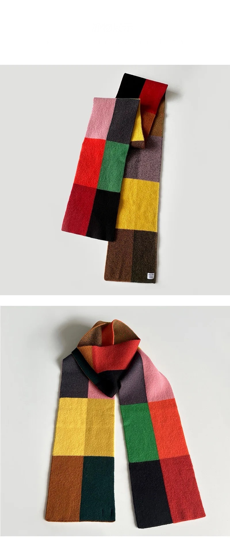 Long Wool Scarf   Unisex anywear Women's Men’s Autumn Winter Spring Knit Geometric Color Plaid Candy Color Dry Woolen knitted Warm mens womens Scarfs Outerwear Scarves accessories for man woman multicolor Fashion Streetwear