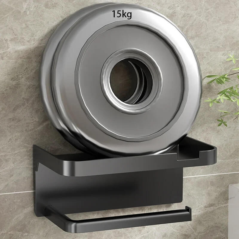 Adhesive Wall Mounted Toilet Paper Holder with Storage Hooks Multifunctional Organizer for Towel Phone Watch Home Hotel Bathroom with shelf in black, Gray grey, white