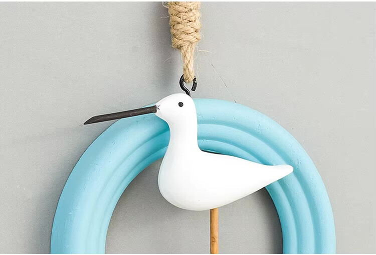 Home Outdoors Garden Nautical Seabird Pendant Ocean Wall Hanging Lawn Ornaments Coastal Home Bird Wall Art Hanging Seagull Ornament Sculpture Wreath 3D Decor in light blue with white multi color